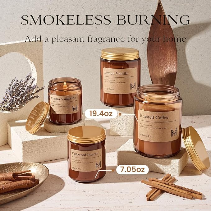 M&SENSE Roasted Coffee Scented Christmas Candle Gift | 19.4oz, 115-Hour Burn | Natural Organic Soy Wax | Long-Lasting for Stress Relief and Gifting | for Christmas, Thanksgiving, Holiday