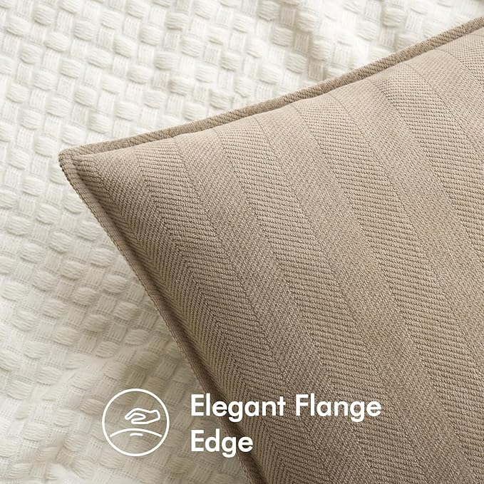 MIULEE Pack of 2 Khaki Decorative Pillow Covers 20x20 Inch Soft Chenille Luxurious Couch Throw Pillows Farmhouse Cushion Covers with Elegant Design for Sofa Bedroom Living Room Home Decor