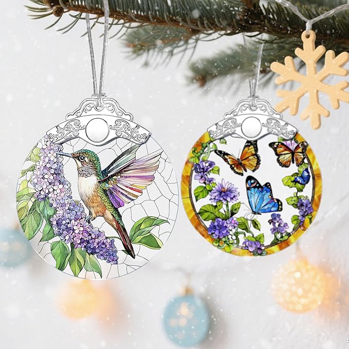 Stained Glass Ornament, Hummingbird Christmas Decorations, Christmas Ornaments for Tree, Holiday Ornament, Hummingbird Gifts, Holiday Party Gifts, Gift Ideas & Xmas Gift