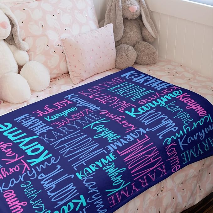 Personalized Name Blanket for Kids and Adult Customized Blanket for Boys Girls Baby Personalized Blanket and Throws Super Soft