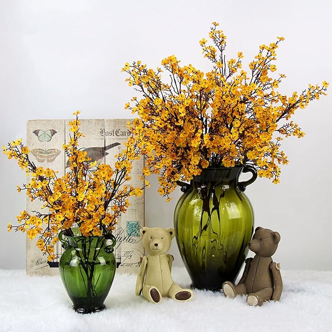 JAKY-Global Babys Breath Fabric Cloth Artificial Flowers 20 Bundle European Fake Silk Plants Decor Wedding Party Decoration Bouquets Real Touch DIY Home Garden (Yellow Orange 20pcs)