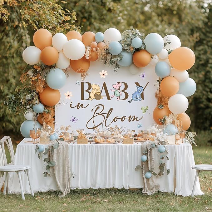 Baby in Bloom Baby Shower Sign, Winnie Wall Decals Stickers, Welcome Stickers Decoration for Arch Backdrop, Gender Reveal Winnie Decor for Nursery Home Wall