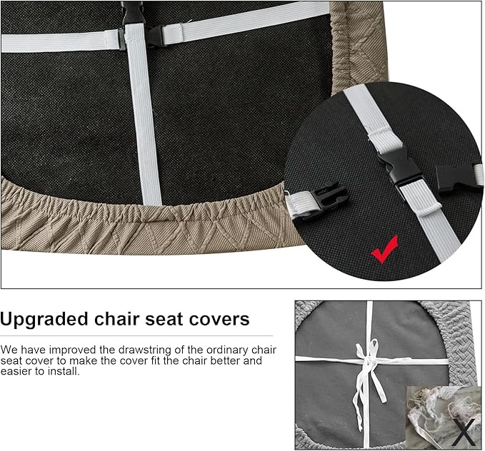 Genina Waterproof Seat Covers for Dining Room Chairs Covers Dining Chair Cover Kitchen Chair Covers (Taupe, 6 Pcs)