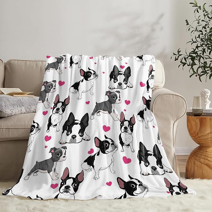 Tijuboni French Bulldog Throw Blanket Dog Gifts for Girls Boys Women Men Kids Adults Soft Flannel Fleece Blanket for Couch Sofa Bed Home Decor 50"x60"