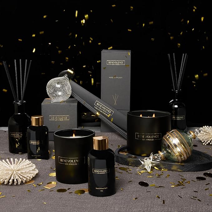 Benevolence LA Reed Diffusers for Home, Bergamot & Jasmine Relaxing Fragrance | Aromatherapy Reed Diffuser Sticks with Gift Box, Scented Sticks for Bathroom | Home Décor