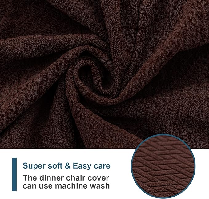 Genina Waterproof Seat Covers for Dining Room Chair Covers Waterproof Dining Chair Covers (2 PCS-Rear-gapped, Chocolate)