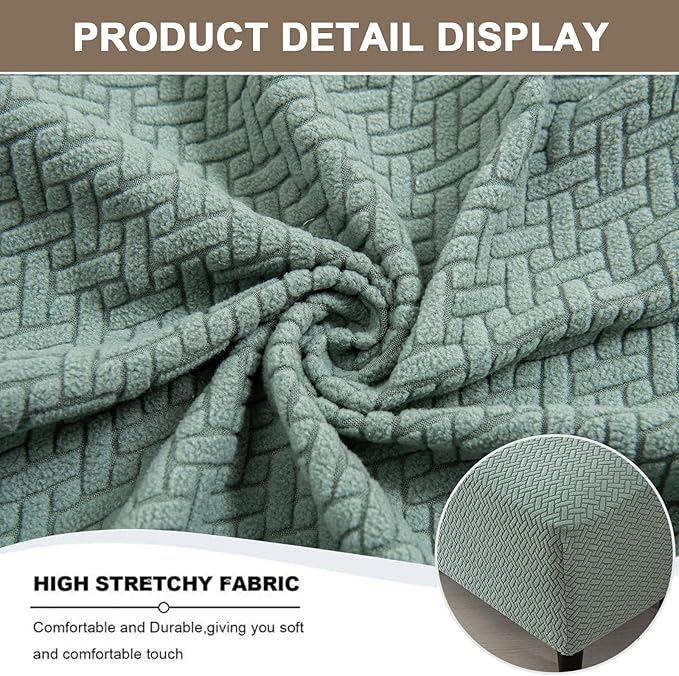 Eco-Ancheng Ottoman Cover Stretch Rectangle Footrest Stool Slipcover Ottoman Bench Covers Jacquard Footstool Protector Covers Storage Ottoman Slipcovers for Foot Stool with Nonslip Elastic Bottom,04