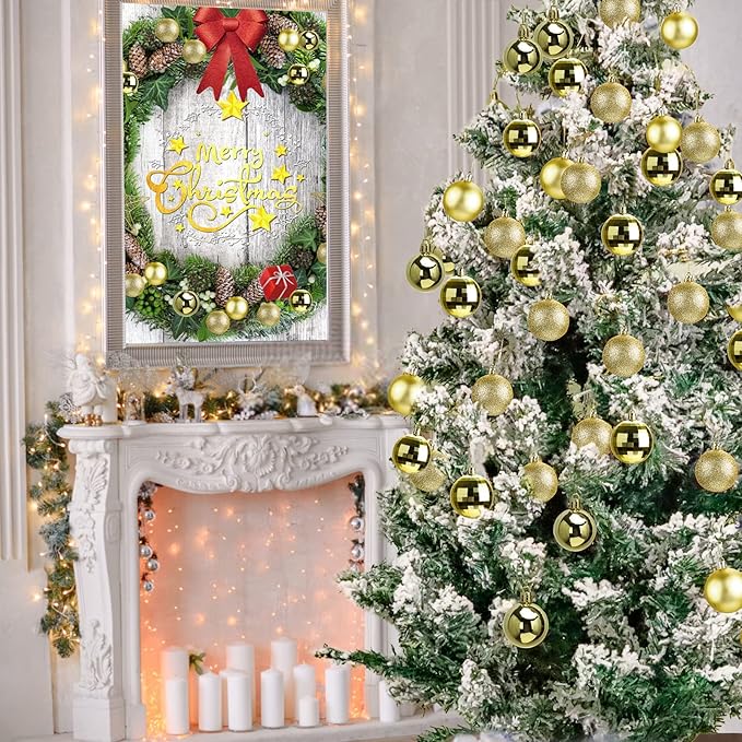 Aitsite 24ct Christmas Tree Ornaments Set 1.57 inches Mini Shatterproof Holiday Ornaments Balls for Christmas Decorations (Gold)