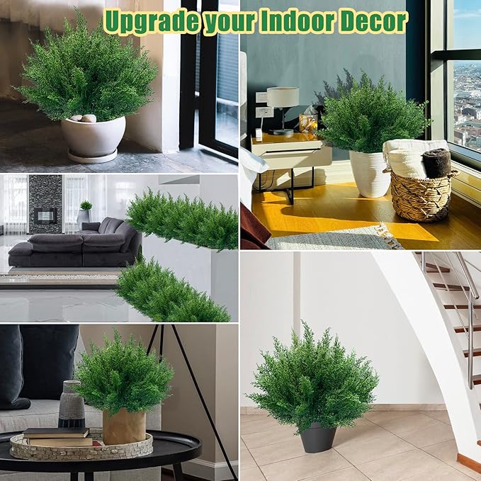 JIFTOK Artificial Flowers Fake Plants for Outdoor, 12pcs Outdoor Artificial Plants UV Resistant for Home Decor Indoor, Faux Greenery Shrubs Plastic Flowers for Office Kitchen Garden Porch(Pine Tree)
