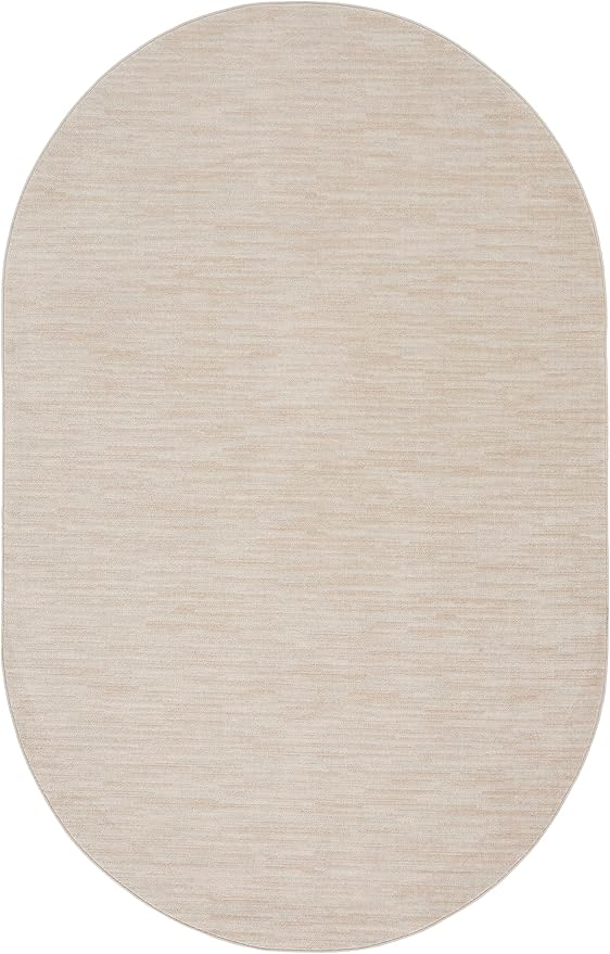 Nourison Home Essentials Indoor/Outdoor Ivory Beige 6' x 9' Oval Area Rug, Easy Cleaning, Non Shedding, Bed Room, Living Room, Dining Room, Backyard, Deck, Patio (6x9 Oval)