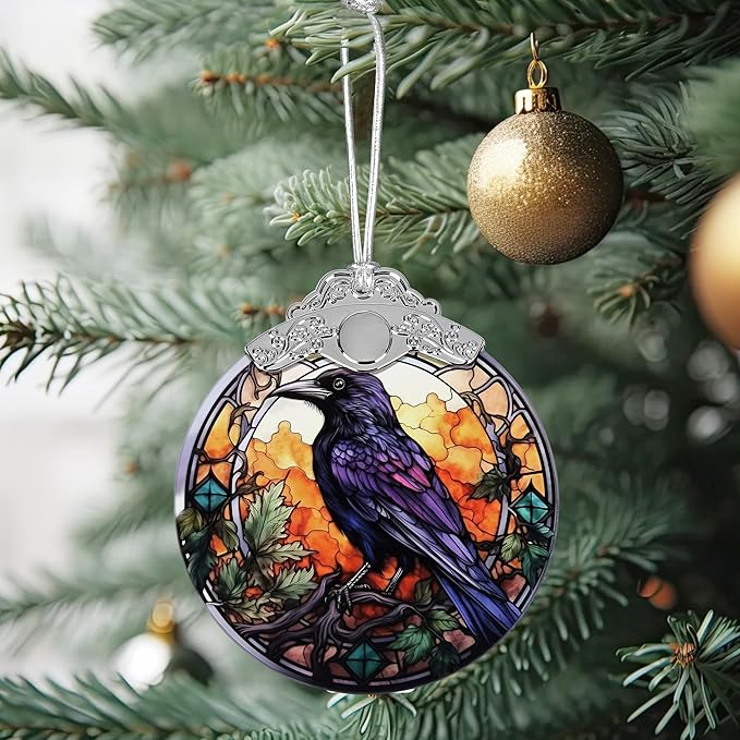 Christmas Ornament, Stained Glass Ornament, Christmas Decorations for Tree, Holiday Ornament, Unique Gift Idea - Wise Crow