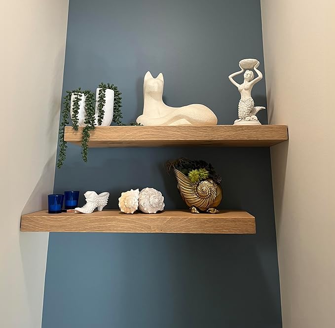 joelsantiques 30 Inch Wide Floating Shelves for Wall - 30x10x2 in - Made of Natural Wood - Easy Install - Heavy Duty - Perfect for Bathroom Kitchen, Living Room - Beige