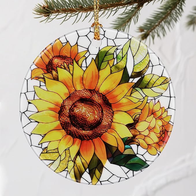 Vibrant Sunflower Christmas Ornaments: Christmas Decorations for Tree & Holiday Decor – Holiday Presents, Gift Ideas for Friends, Coworker, Gardener, and Sunflower Lover