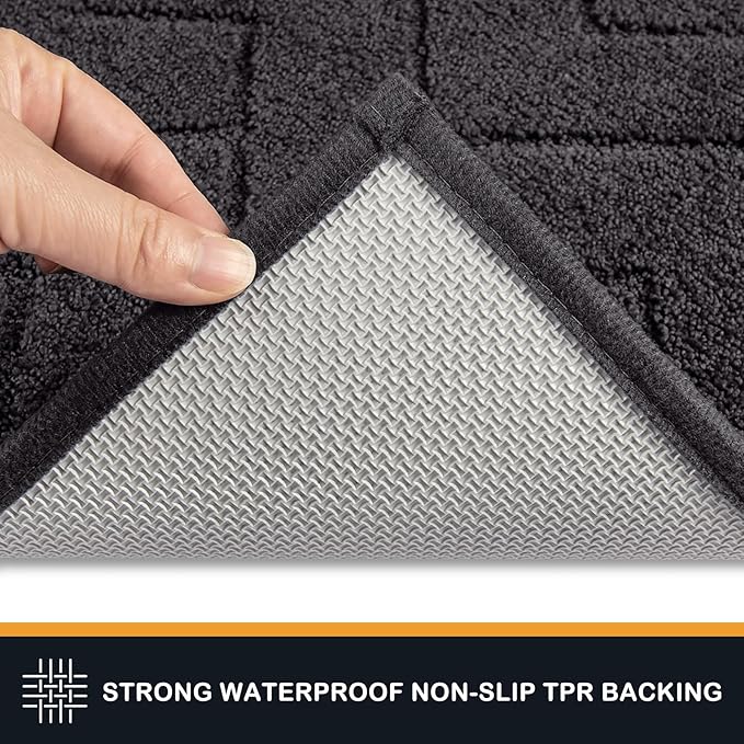 PURRUGS Dirt Trapping Door Mat 34" x 59", Non-Slip Machine Washable Entry Rug, Dog Doormat, Indoor Front Door Mat, Super Absorbent Entryway Rug for Muddy Shoes & Paws, Charcoal