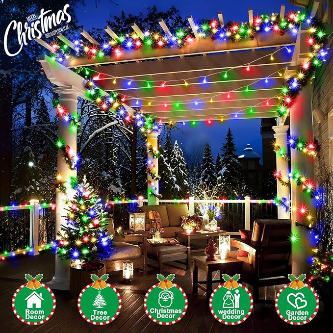 SAUIRS 600FT 1500 LED Christmas Lights Outdoor String Lights with 8 Modes Timer Waterproof Fairy Light Plug in for Outside Indoor Party Xmas Palm Tree Yard Wedding Decorations(Multicolor)