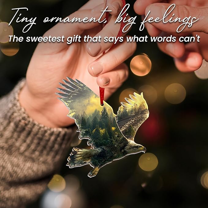 AVERXO Christmas Bald Eagles Gifts for Men Women - 2D Flat (Not 3D) Suncatcher Christmas Ornaments 2025 - Eagle Ornaments for Tree, American Eagle Ornament, Eagle Gifts for Men Women, Birds Lover Gift
