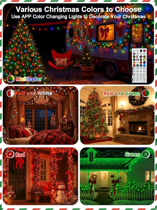 Smart Color Changing Christmas Lights with Remote & App Control, 132FT 400 LED RGB String Lights with Timer, Music Sync Multiple Modes Twinkle Christmas Tree Light Waterproof Indoor Outdoor Xmas Decor