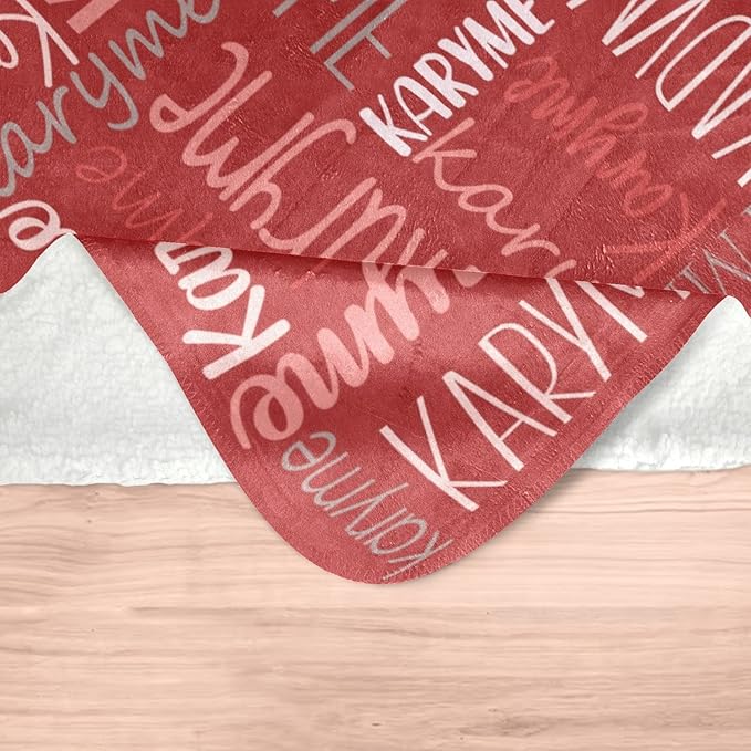 Personalized Blankets with Names Baby Gifts for Girls Boys Custom Soft Fleece and Sherpa Name Blanket for Kids and Adults Birthday for Daughter Son Granddaughter Grandson (Red)