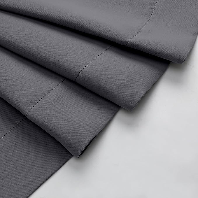 Grey Cafe Blackout Curtains 36 Inch Length 2 Panels Set, Soft Solid Thermal Insulated Room Darkening Small Window Curtains for Kitchen Bathroom Basement, Grey, Each, 40" Wx36 L