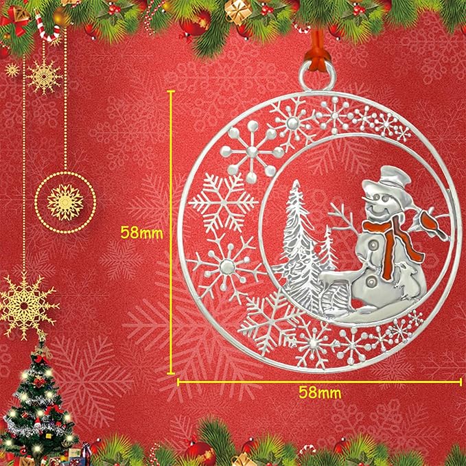 Christmas Ornaments 2025 Solid Pewter Christmas Tree Ornaments Handcrafted Pewter Xmas Pendants Decoration DIY Festive Home Hanging Ornaments for Christmas Trees Winter Decor