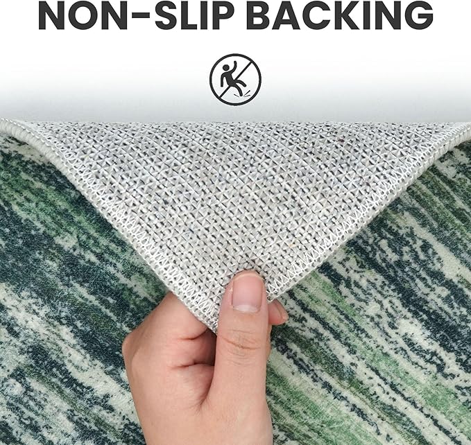 2x7 Modern Abstract Runner Rug for Hallways, Dark Green Super Soft Hallway Decor Kitchen Rugs with Non-Slip, Non-Shedding Washable Rug for Hallways Entryway Bedroom Indoor