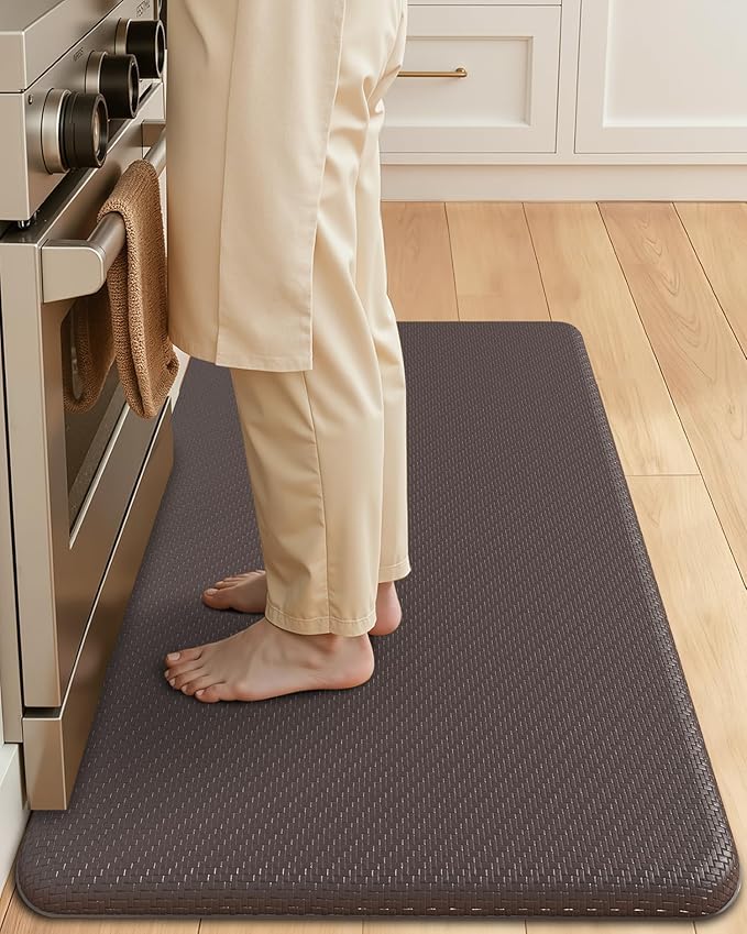 Color&Geometry 0.71" Extra Thick Anti Fatigue Cushion Kitchen Floor Mat,Easy Clean, Water & Oil Proof, Non Slip, Foam Padded Runner Rug for Front Sink,20"x 39" Brown (2.0 Version)