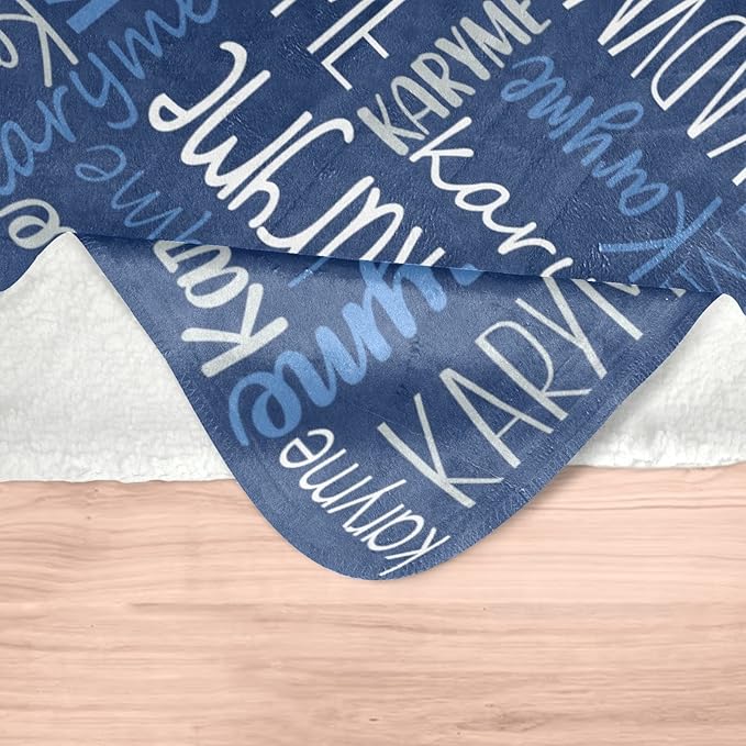 Personalized Blankets with Names Baby Gifts for Girls Boys Custom Soft Fleece and Sherpa Name Blanket for Kids and Adults Birthday for Daughter Son Granddaughter Grandson (Dark Blue)