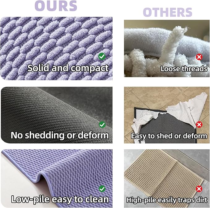 Large Bathroom Rugs Non Slip Washable Bath Rugs Super Absorbent Bathroom Rug Thin Quick Dry Low Pile Bath Mats, Lavender 36"x48"