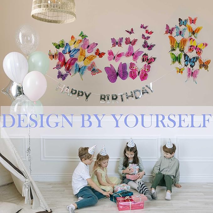 Butterfly Wall Decor 72 PCS, 3D Butterflies Stickers for Party Decorations with Magnets (Swallow, 72)