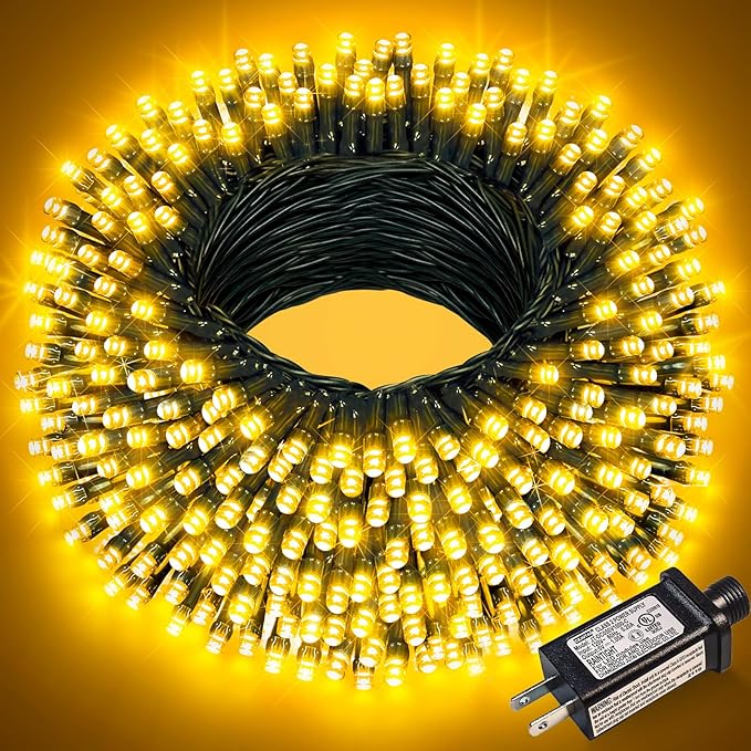 66FT 200 LED Christmas Lights Outdoor, Warm White Christmas Tree Lights with 8 Modes Waterproof, Connectable String Fairy Light Green Wire for Indoor Patio Wedding Xmas Party Decorations