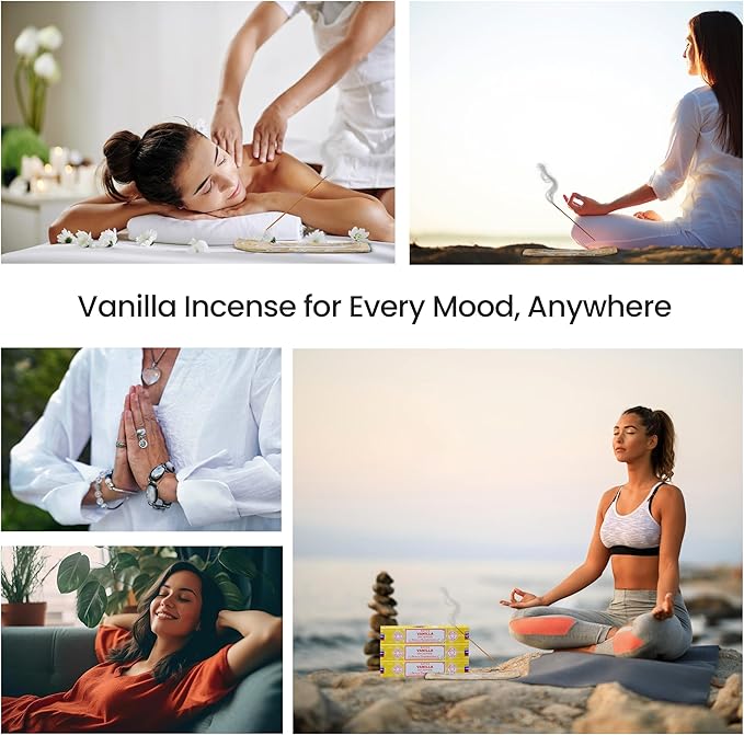 Satya Nagchampa Vanilla Incense Sticks, Satya Bng (Bangalore) Insenses 15gmx3 Pack (45 GMS) with Raajsee Incense Holder Bundle, Satya Nagchampa Natural Incense