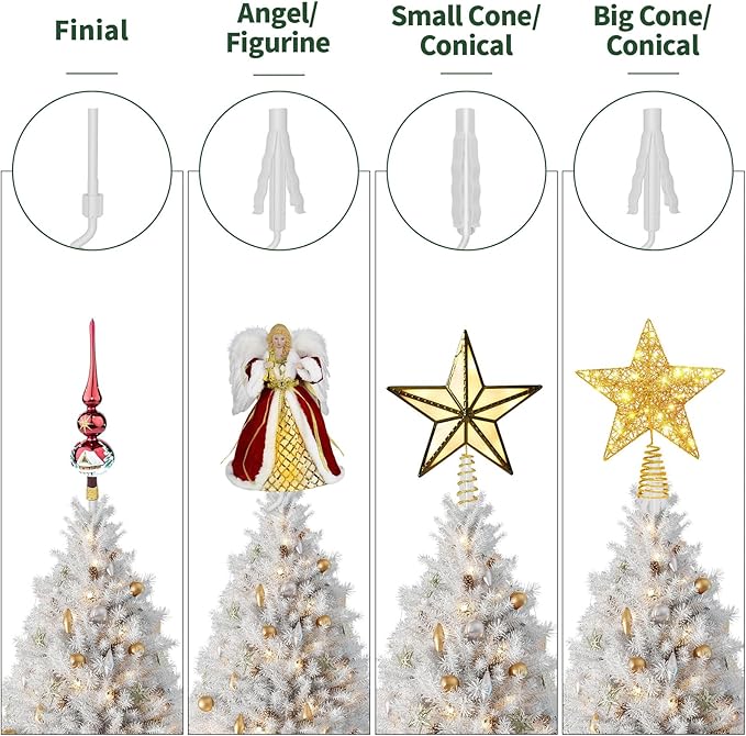 Christmas Tree Topper Holder -Universal Twist On Tree Topper Stabilizer Xmas Tree Topper Support Adjustable Secure Attachment for Star Angel Snowflake Ornaments Fit Most Christmas Trees & Topper Bases