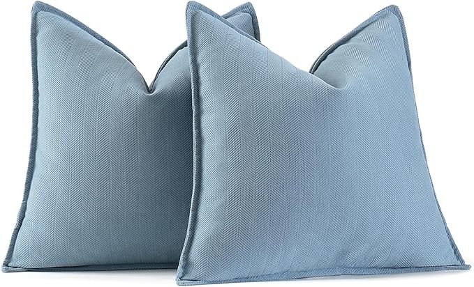 MIULEE Pack of 2 Light Blue Decorative Pillow Covers 26x26 Inch Soft Chenille Luxurious Couch Throw Pillows Farmhouse Cushion Covers Euro Shams with Elegant Design for Sofa Bed Living Room Home Decor