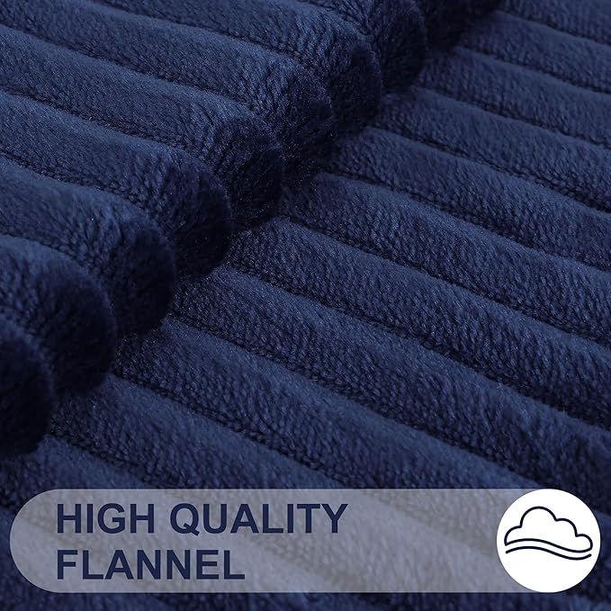 Simmore Decorative Christmas Throw Pillow Covers 26x26 Set of 2, Soft Natural Plush Flannel Double-Sided Fluffy Couch Pillow Covers for Sofa Living Room, Navy Blue