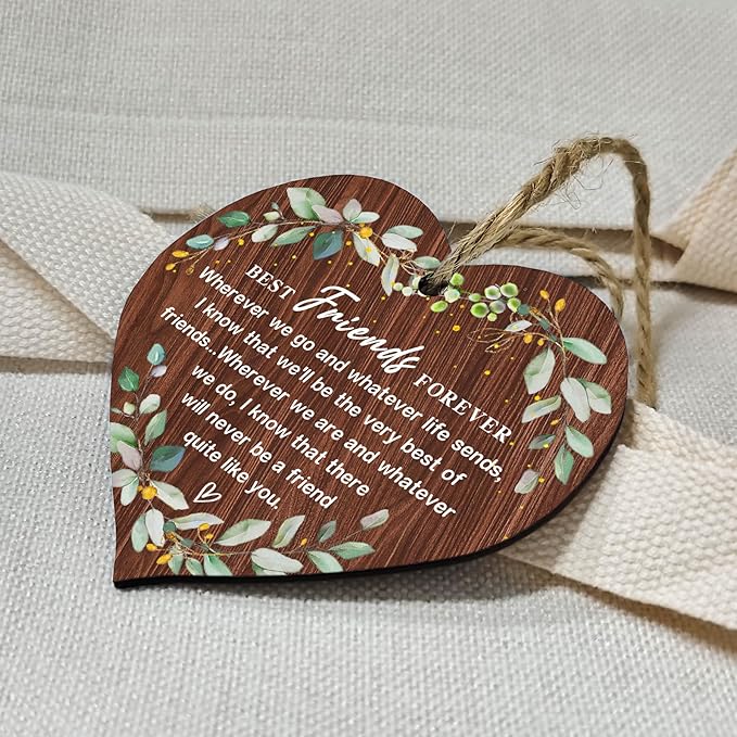 SIABERTERL MDF Christmas Ornaments Best Friend Ornament 2025 Edition Friendship Forever BFF Tree Ornament Ceramic Keepsake with Double-Sided Printing and Ribbon Gift Box Packaging with Greeting Card