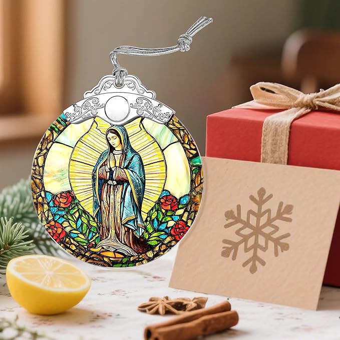 Stained Glass Religious Ornament, Christian Christmas Decorations, Christmas Ornaments for Tree, Catholic Home Decor, Religious Gifts, Faith Gifts for Christian, Gift Ideas & Xmas Gift
