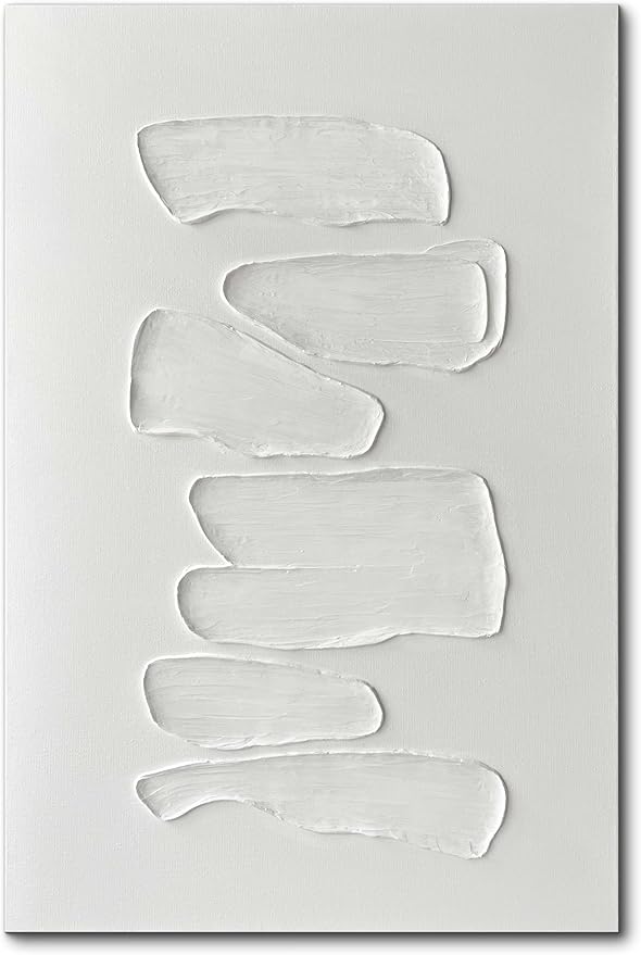Creespi White Textured Wall Art - Hand Painted Minimalist Oil Painting On Canvas 24x36 inch,Modern Abstract Art Painting for Wall Décor