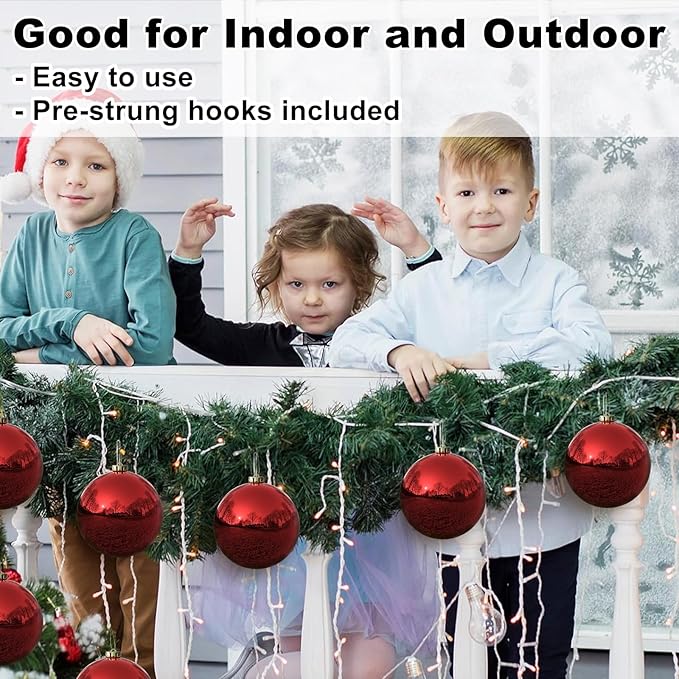 Rose Red 6.0" Extra Large Christmas Balls - Christmas Tree Decoration Ornaments Shatterproof Hanging Shiny Balls for Birthday Holiday Wedding Decorations Set of 2pcs