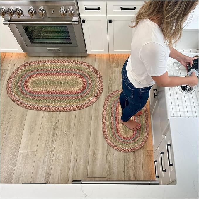 Azalea Oval Braided Rugs 20x30 - Vibrant Multicolored Rug for Kitchen & Entryways, Durable and Low Maintenance No-Shed Jute