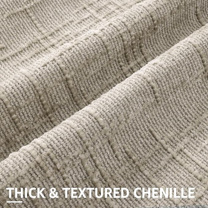 decorUhome Light Brown Chenille Throw Pillow Covers 24x24 Set of 2 Thick Textured Slubby Couch Pillow Covers Farmhouse Accent Modern Neutral Decorative Pillow Cases for Bed Sofa Living Room