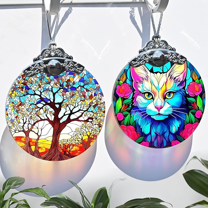 Stained Glass Tree of Life Christmas Ornament - Holiday Decor & Xmas Gift Idea