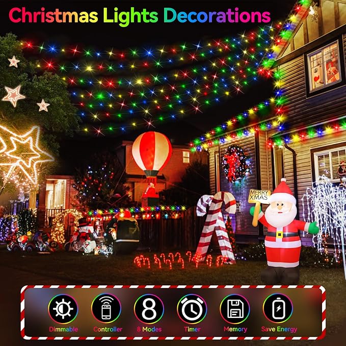 Hezbjiti Christmas String Lights Outdoor, 1000 LED 394ft 8 Lighting Modes Christmas Fairy Lights with Remote and Timer for Home, Birthday, Wedding, Party, Tree Decorations (1000 LED, Multicolor)