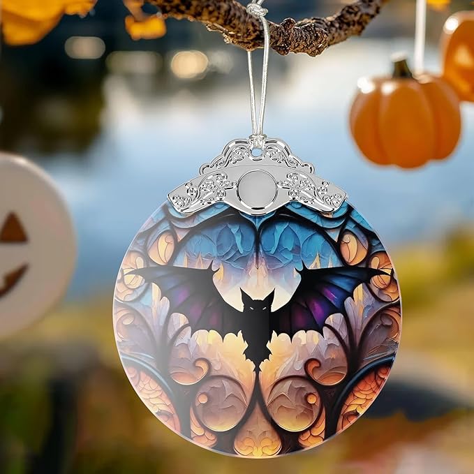 2025 Ornaments for Christmas Tree, Zmoicky Stained Glass Hanging Ornament, Christmas Ornaments Clearance, Gift Exchange Ornament, Bauble Present - Mysterious Bat