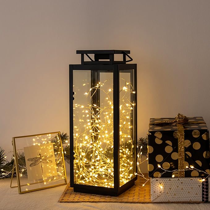 Firecracker Fairy Lights Plug in,2 Pack 20ft 200LEDs Silver Wire Cluster String Lights,8 Modes Remote Twinkle Light for Outdoor Indoor Garden Bedroom Christmas Tree Holiday,Warm White