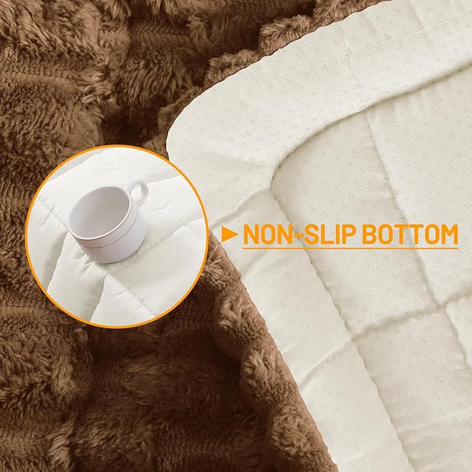 Smiry Pet Couch Cover for 3 Cushion Sofa, Non-Slip Fuzzy Couch Cover for Dogs Washable, Thick Soft Sofa Slipcovers Cushion Protector Pet Friendly (Chocolate, 27.6" x 27.6")