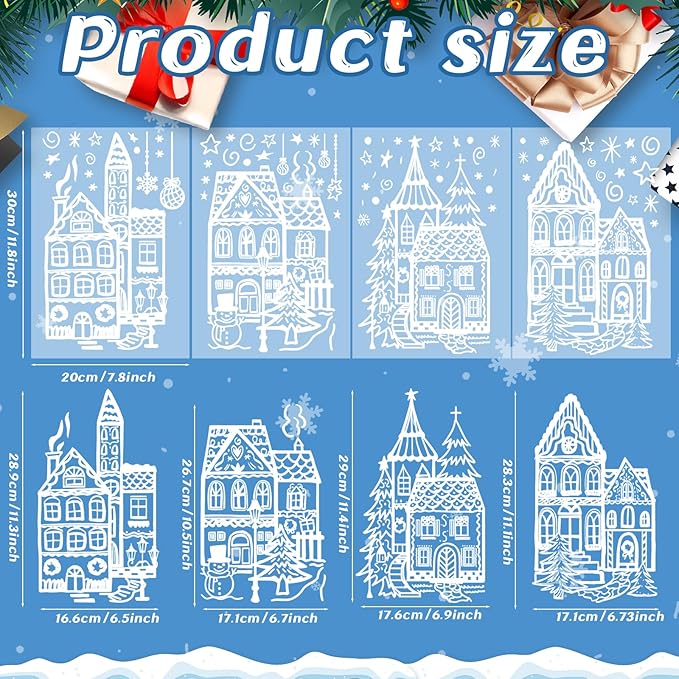 4 Sheets Christmas Window Clings White Christmas Snowflake Window Stickers, PVC Snowflake Window Decals Decoration for Xmas Party Supplies Home Decor