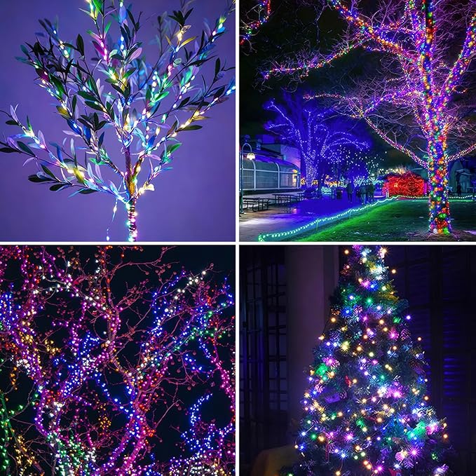 Fairy Lights Plug in,100FT 300LEDs Waterproof Led String Lights,8 Modes Remote Twinkle Light for Outdoor Indoor Christmas Wedding Birthday Garden Party Decorations,Silver Wire,Multicolor