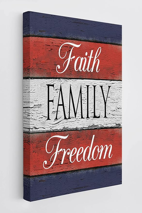 BXFAHZJ Faith Family Freedom Wooden Plank Wall Art Canvas Farmhouse Porch 11x14 Inch Prints Decor For Front Porch Home Bedroom Gifts For Housewarming.