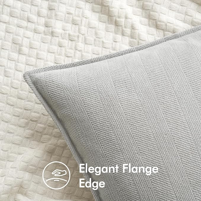 MIULEE Pack of 2 Light Grey Decorative Pillow Covers 26x26 Inch Soft Chenille Luxurious Couch Throw Pillows Farmhouse Cushion Covers Euro Shams with Elegant Design for Sofa Bed Living Room Home Decor