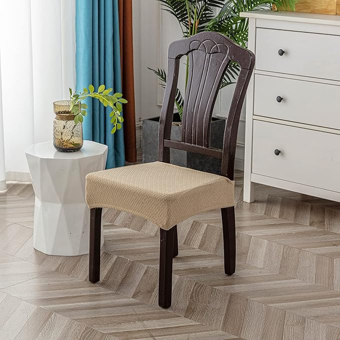 Genina Waterproof Seat Covers for Dining Room Chair Covers Waterproof Dining Chair Covers (2 PCS-Rear-Covered, Khaki)